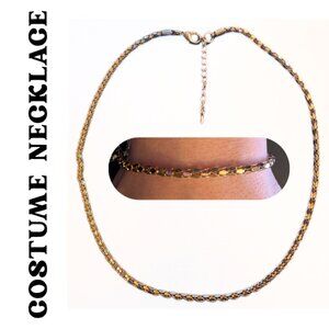 Gold Barrel Link Chain Necklace 19-21" Adjustable Costume Jewelry